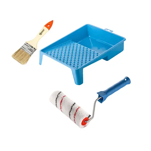 Валик "Микрофибра" 150х30 мм с ручкой, ванночка и кисточка "Стандарт" Polax (770-274) - фото 1