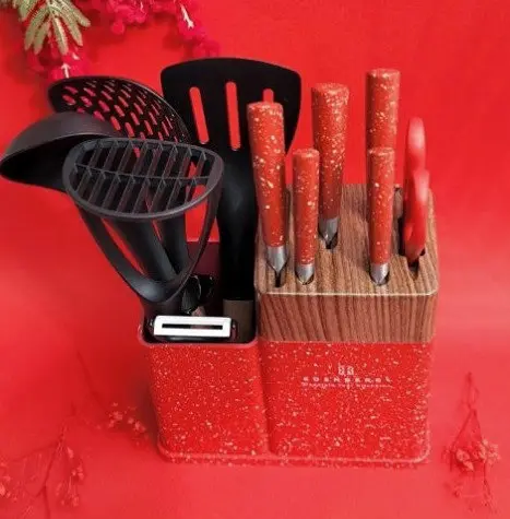 Набір кухонних ножів Edenberg EB-11098 на стійці 12 предметів Червоний - фото 3