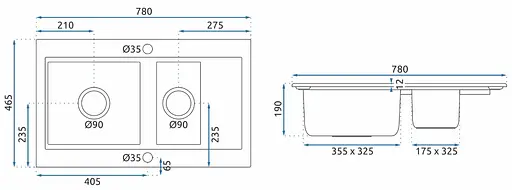 Кухонна мийка гранітна Rea Fox подвійна black ZLE-00134, Чорний - фото 5