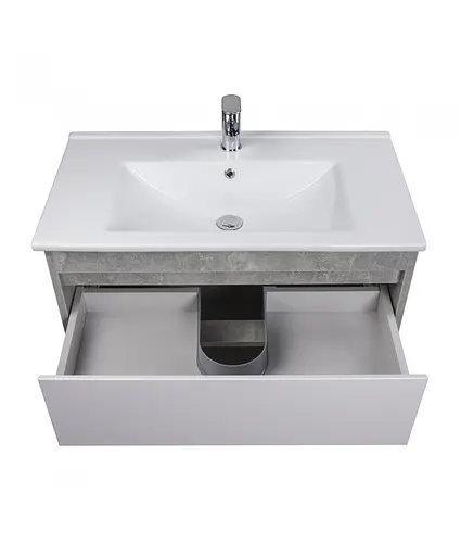 Тумба Мойдодир Oslo 80 Loft з умивальником Su-80 бетон/Білий Сірий - фото 6