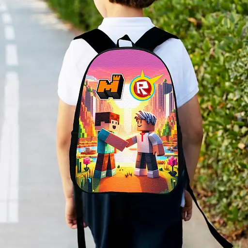 Рюкзак детский Майнкрафт и Роблокс дружба "Minecraft" 34х27 см, ранец Roblox городской для мальчика (00537)