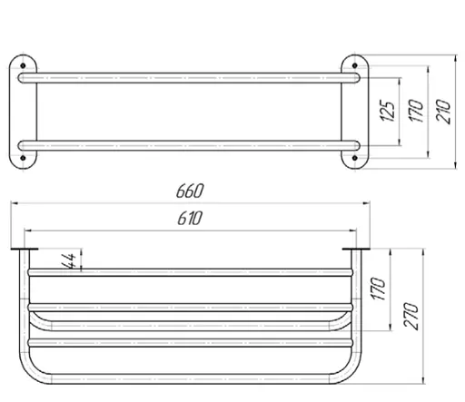 Полиця для рушників Mario 660x210x270 мм 3.0.0300.12.P - фото 4