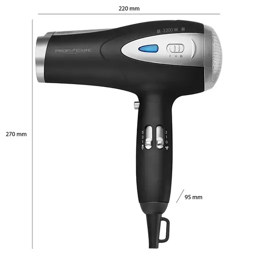 Фен Profi Care PC-HTD 3047 Black з іонізацією - фото 3