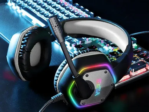 Гарнитура Eksa E1000 игровая с микрофоном ведущая Серый игровые наушники с RGB подсветкой - фото 3