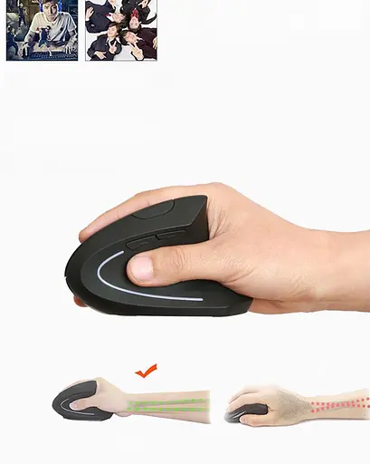 Бездротова акумуляторна вертикальна миша Bluetooth + USB адаптер 2,4 Чорна  - фото 4