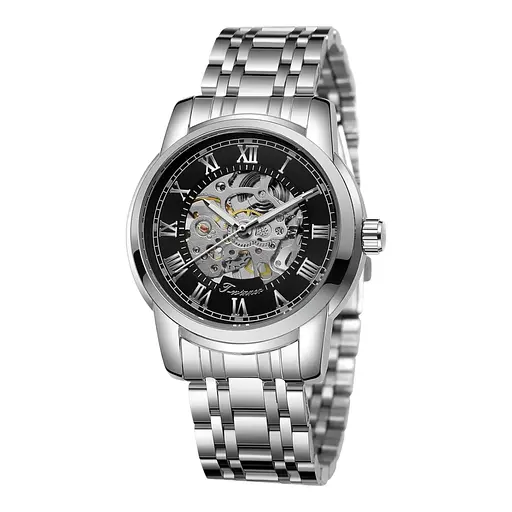 Наручний годинник чоловічий 8250 Silver-Black Steel Forsining acs0031356 - фото 1