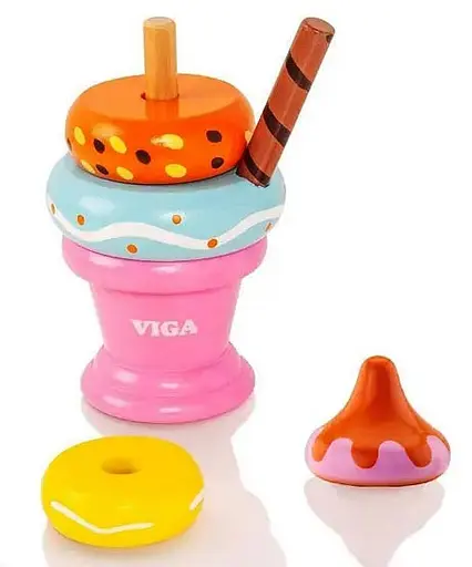 Пірамідка Морозиво Viga Toys 51321 Рожева дерев'яна іграшка - фото 2