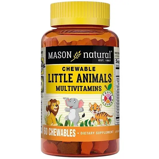 Вітаміни та мінерали Mason Natural Little Animals Multivitamins Chewable, 60 жувальних таблеток