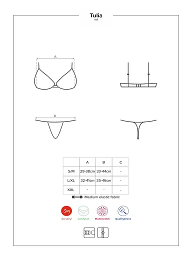 Комплект білизни Obsessive Tulia S/M чорний - фото 7