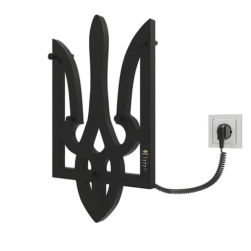 Электрический полотенцесушитель Kosser Тризуб 600x360 EL тайм. чeрний РТ01EL, Черный матовый, Правое - фото 2