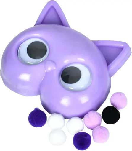 Іграшка антистрес, кішечка, 6x7 см, рухливі очі, TPR, мішура, 4 кольори, 28.5x21x7 см