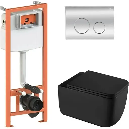 Набір Q-tap Nest 4 в 1 підвісний унітаз Gemini Ultra Quiet 530х365х373 + комплект інсталяції QT2533076EUQMB46174 - фото 1