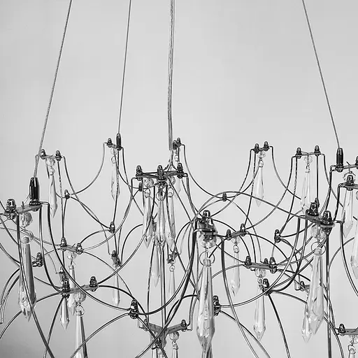 Дизайнерська невагома срібна люстра із кришталем Ø 65 см | Арт. MJ 203-600 CH | Line F - фото 4