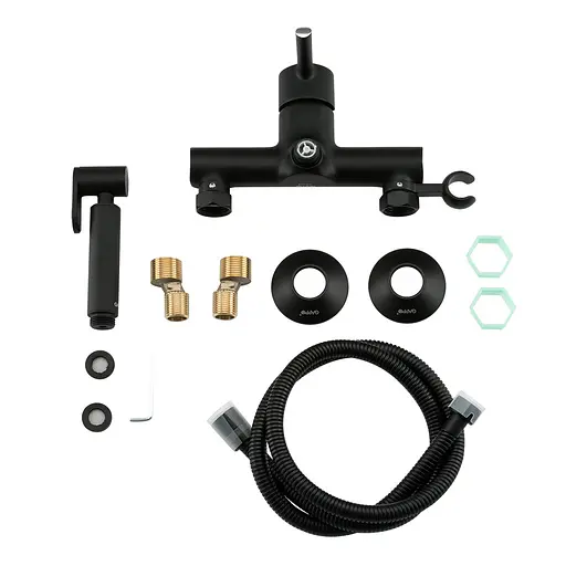 Змішувач для гігієнічного душу зовнішнього монтажу 150 мм Gappo G2003-6, чорний/хром, Чорний матовий - фото 7