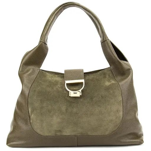 Жіноча містка шкіряна сумка на плече із замшевою вставкою Tavinchi CH-555T-Y