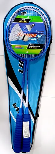 Бадмінтон С 44599 TK Sport, воланчик та 2 ракетки в чохлі (6900067445995) Синій - фото 1