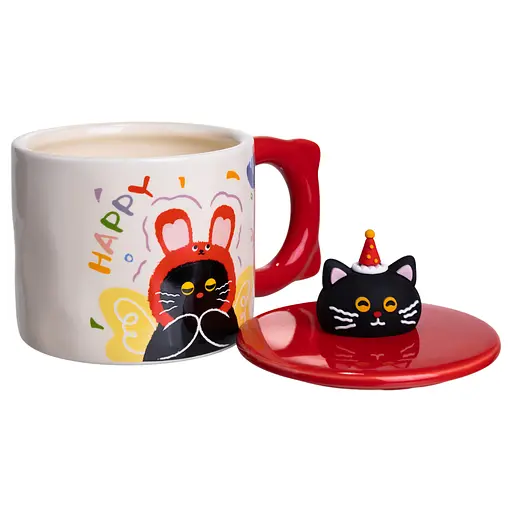 Чашка фарфоровая Kitten's Birthday 400 мл красный FM-24D - фото 3