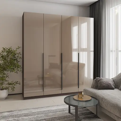 Шафа 4-дверна MebelStar Оскар Gloss BL-B, 4 додаткові полиці 200x52x220 см Дуб рістрето/Латте (MBS-5342) - фото 1