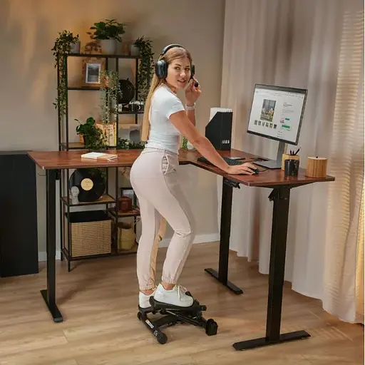 Компьютерный угловой стол Di Volio Montaro с регулируемой высотой коричневый - фото 4