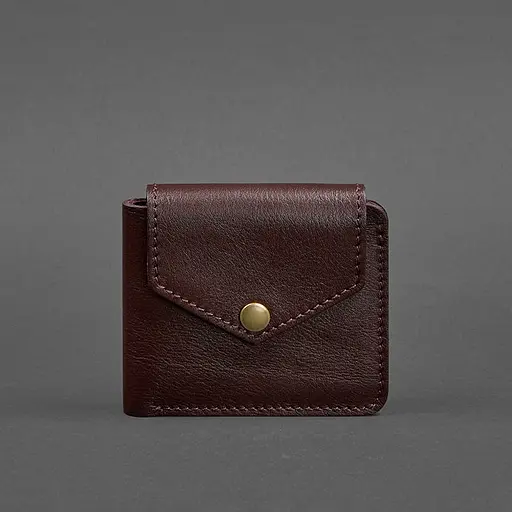 Кожаный портмоне 4.2 на бордовой кнопке. - фото 6