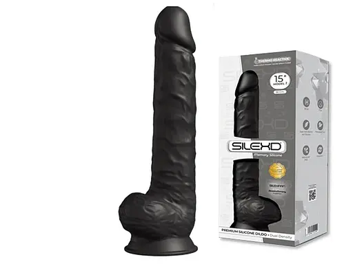 Фалоімітатор SilexD Premium Silicone Dildo Model 1 Size 15 38 см чорний - фото 4