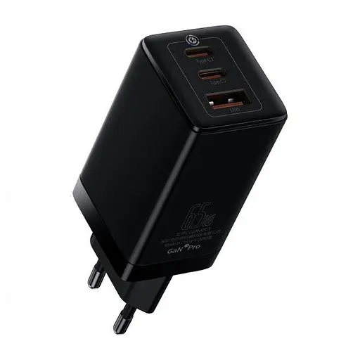 Мережевий зарядний пристрій Baseus GaN3 Pro Fast Charger 2C+U на 65 W (CCGP050101) - фото 1