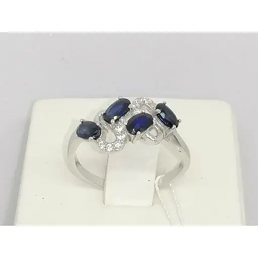 Серебряное кольцо Агни Абриэль с фианитами и сапфиром. 1026/1Р-SPH 17 - фото 4