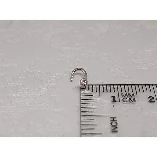 Срібна сережка-пірсинг в ніс Umax з фіанітом. 7029U - фото 4