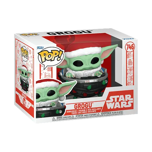Коллекционная фигурка Funko Pop Мандалорец Грогу The Mandalorian Grogu with Santa Hat in Pram 10 см FP G 746 - фото 3