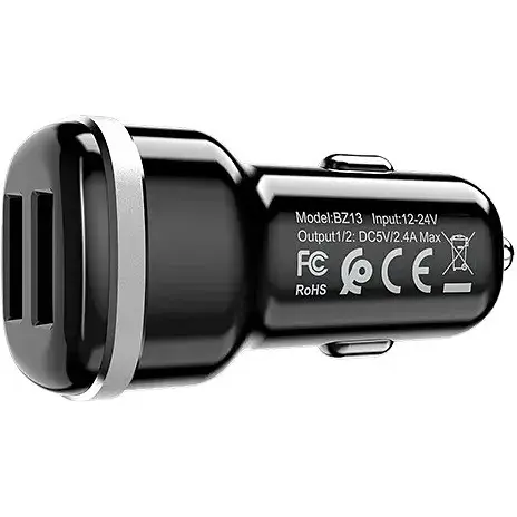 Автомобільний зарядний пристрій Borofone BZ13 Extreme Black BZ13B - фото 1