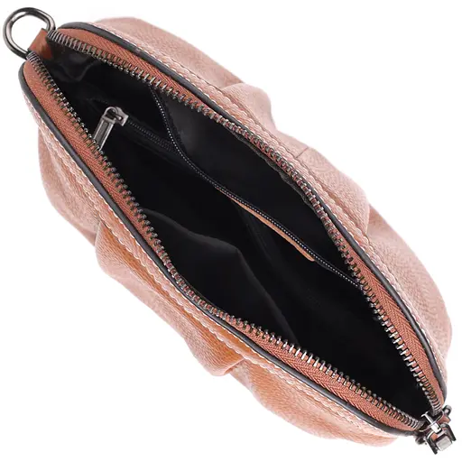 Жіноча сумка з драпіруванням з натуральної шкіри Vintage 23х15х7 см 000315804 - фото 7