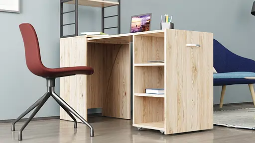 Стіл-тумба трансформер Смарт 4/2 з етажеркою Ferrum-decor 1430x1450x600 Чорний метал ДСП Дуб Сан-Марино 16 мм (FRD-105131) - фото 6