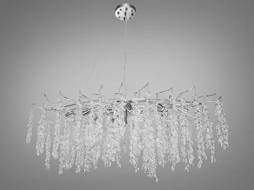 Кришталева люстра з алюмінієвими гілочками "Гліцинія" витягнутої форм. - фото 1