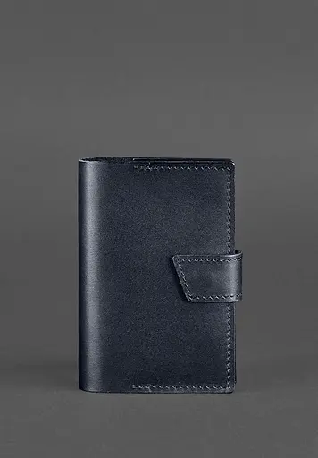 Кожаная обложка для паспорта 4.0 темно-синяя - фото 2