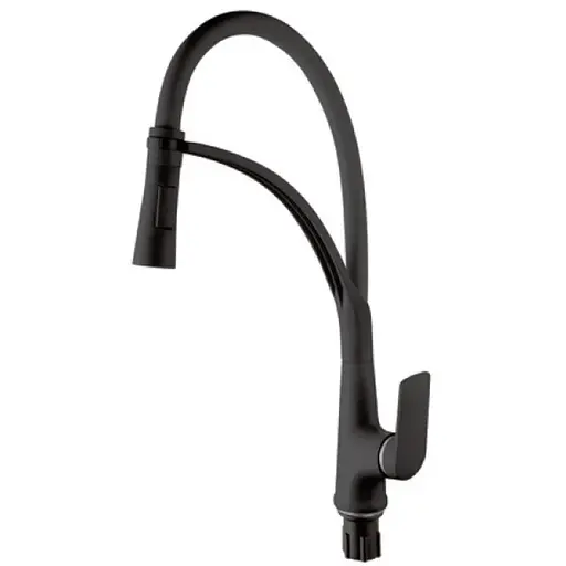 Змішувач для кухні Plamix Lucas-017 SET Black з гнучким виливом PM0717 Чорний - фото 1