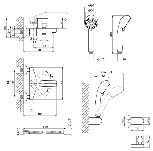 Смеситель для ванны Kroner KRP Eifel - C060 (CV023607) - фото 7