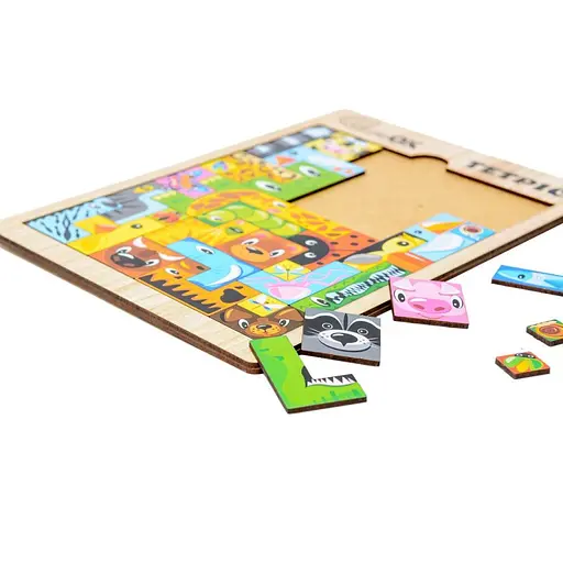 Розвиваюча іграшка PuzzleOK Тетріс Тварини Puz-22924 дерев'яна - фото 3