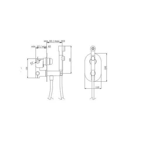 Гигиенический душ скрытого монтажа с термостатом GRB Intimixer 08316320, Хром - фото 2