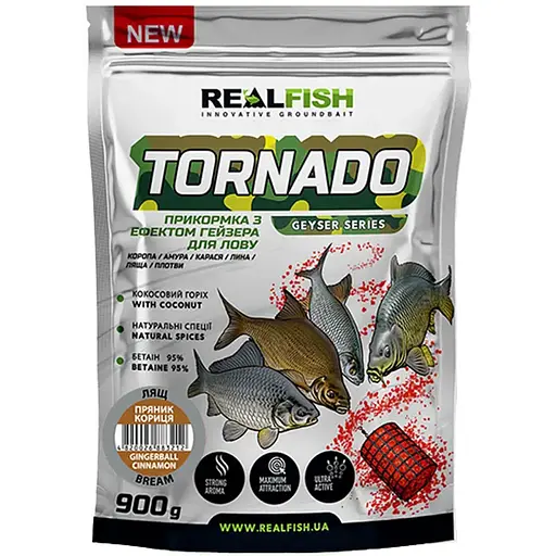 Прикормка Real Fish Прикормка Торнадо Лящ Пряник-Кориця 900 г