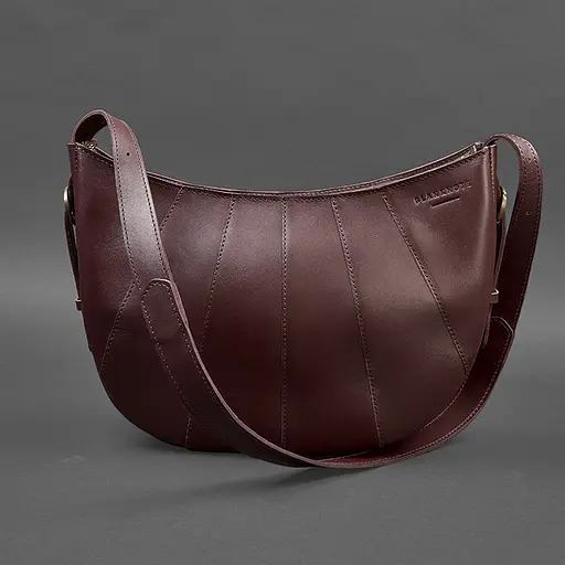 Шкіряна жіноча сумка Круасан Krast бордова - фото 7