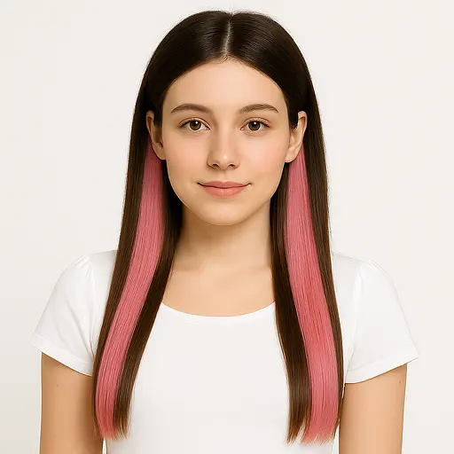 Пасмо прямих термостійких волосків на заколці 60 см Рожевий - фото 2