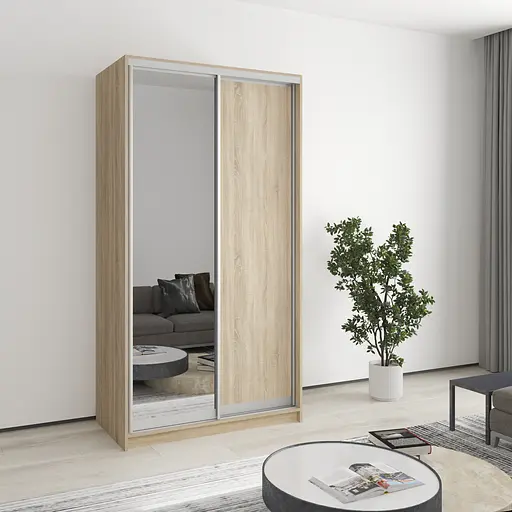 Шафа-купе дводверна MebelStar Стандарт AL ДСП/Дзеркало 110x45x210 см Дуб сонома (MBS-2370)