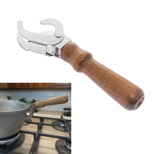 Тримач знімна ручка для сковороди та котла чапельник із нержавіючої сталі з дерев'яною ручкою, Kitchette 86346 - фото 2