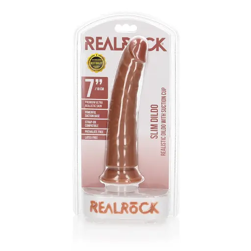 Фалоімітатор RealRock Slim Realistic 7", 18 см (тілесний) - фото 6