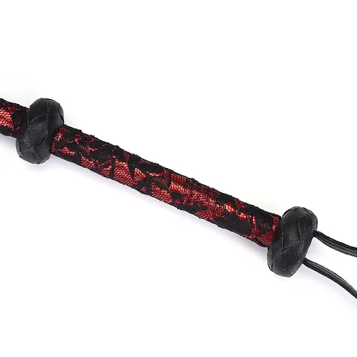 Батіг Liebe Seele Victorian Garden Lace і Vegan Leather Bull Whip 90 см чорний з червоним - фото 5