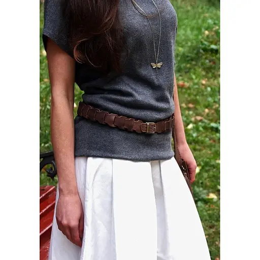Женский кожаный бохо-ремень BlankNot Crazy Horse темно-коричневый  - фото 7