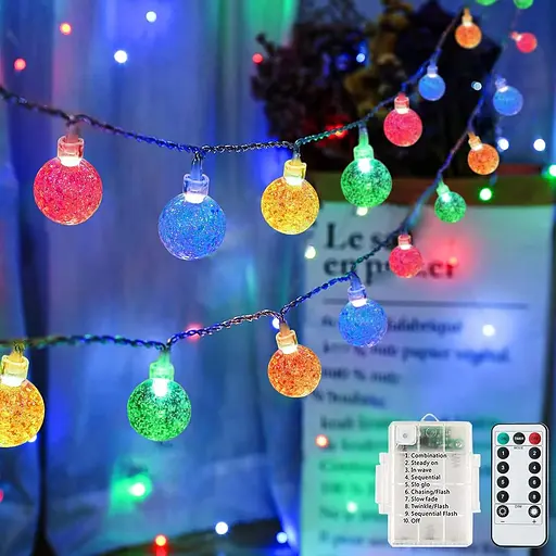 Гирлянда Ligarko с батарейным питанием, 7M/23ft 60LED крытые наружные гирлянды, 8 режимов с дистанционным управлением таймером