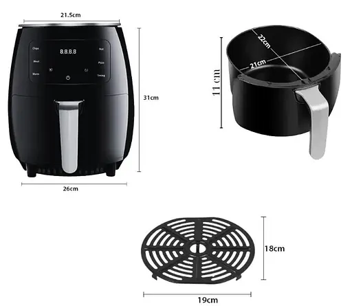 Аеро фритюрниця Zepline ZP-085 повітряна безмасляна 3000 Вт 6л Сріблястий - фото 6