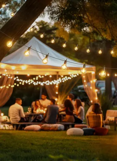 Вуличні світлодіодні світильники G40, 25 футів, для патіо, з підключенням до мережі, 13 пластикових ламп Едісона (1 запасна), водо - фото 5