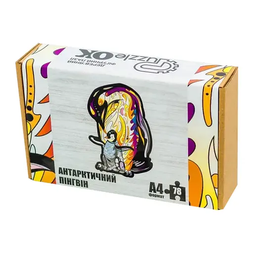 Фігурний дерев'яний пазл A4 Антарктичний пінгвін PuzzleOK PuzA4-00756, 78 деталей - фото 1